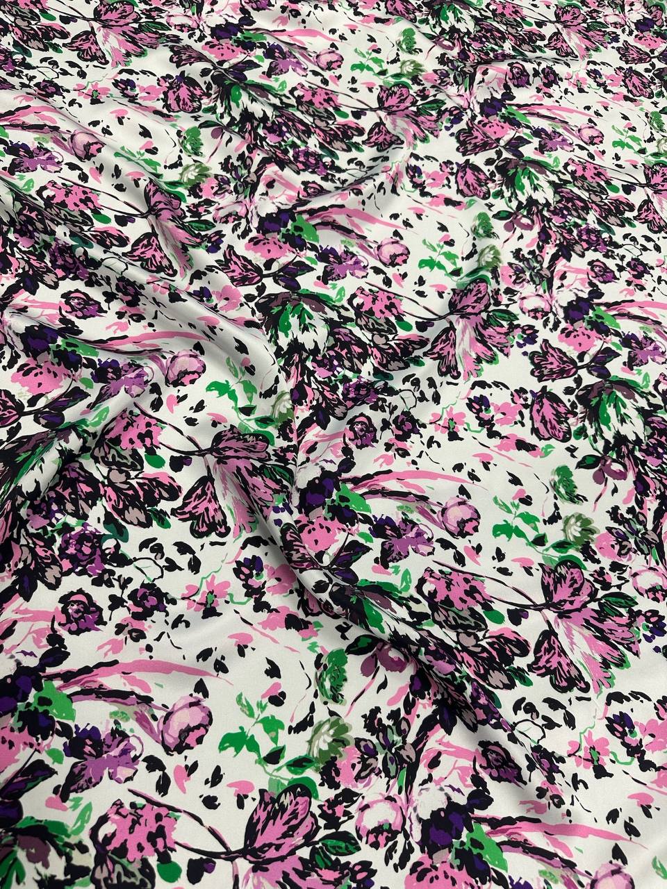 Blush Garden — Italian Silk Satin fabric, TG-276