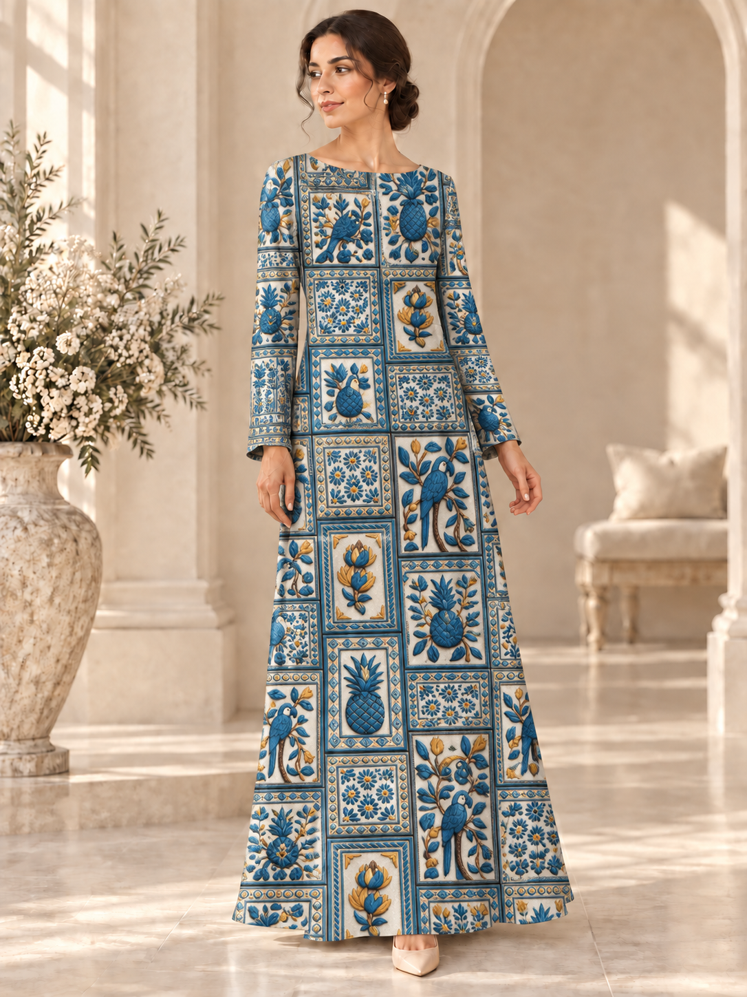 TG-277 — AI model styling illustration based on the original fabric; fabric sold separately, garment not included.