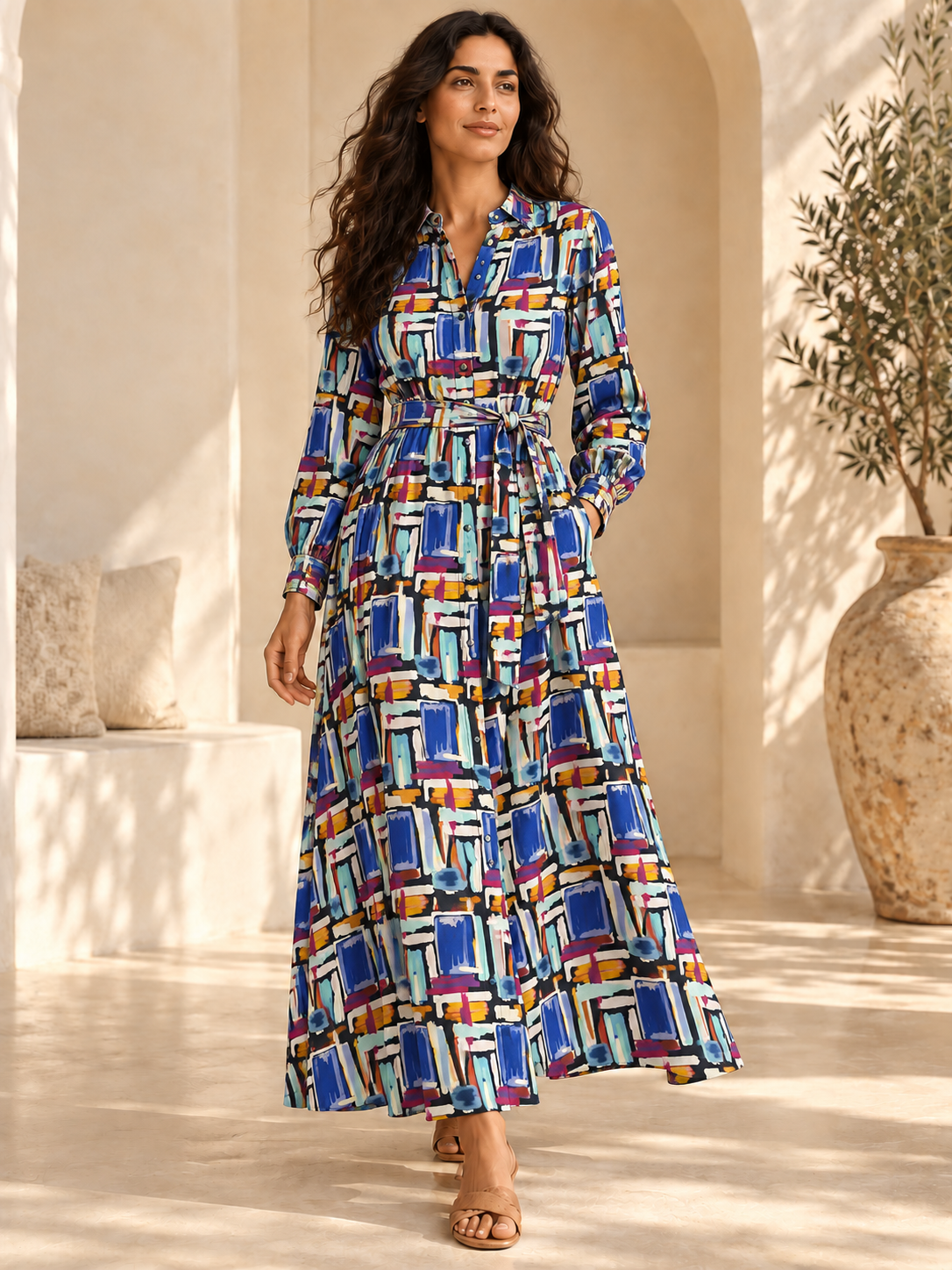 TG-280 — AI model styling illustration based on the original fabric; fabric sold separately, garment not included.