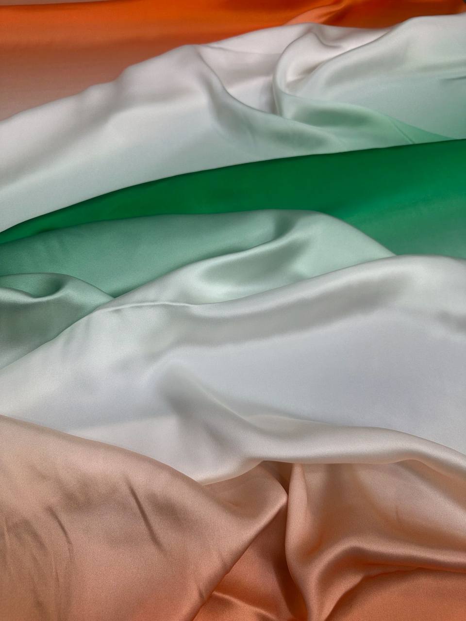 Peach Emerald Ombre — Italian Silk Satin fabric, TG-282