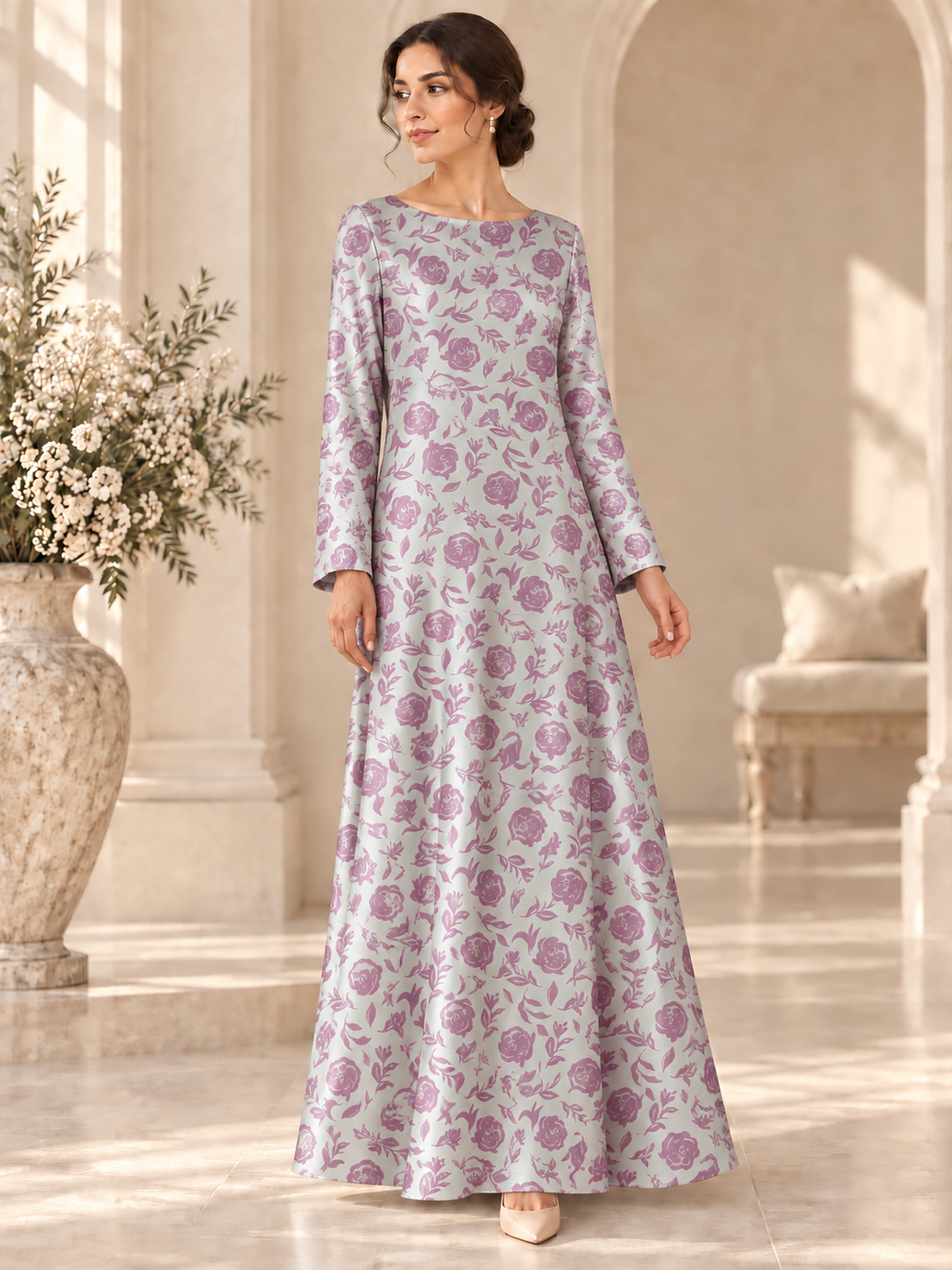 TG-285 — AI model styling illustration based on the original fabric; fabric sold separately, garment not included.