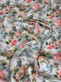 Sage Pink Botanical — Italian Silk Satin fabric, TG-287