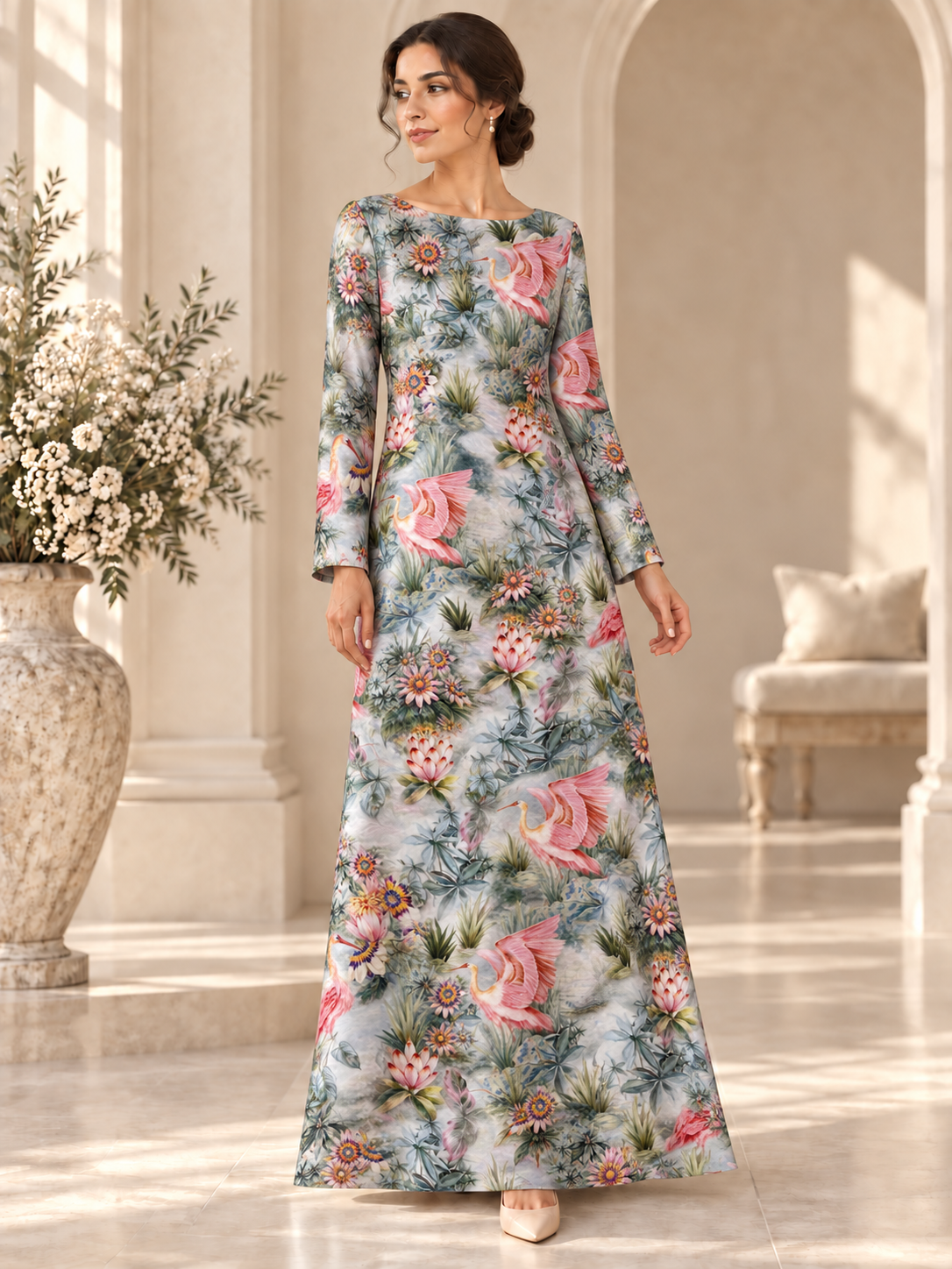 TG-287 — AI model styling illustration based on the original fabric; fabric sold separately, garment not included.
