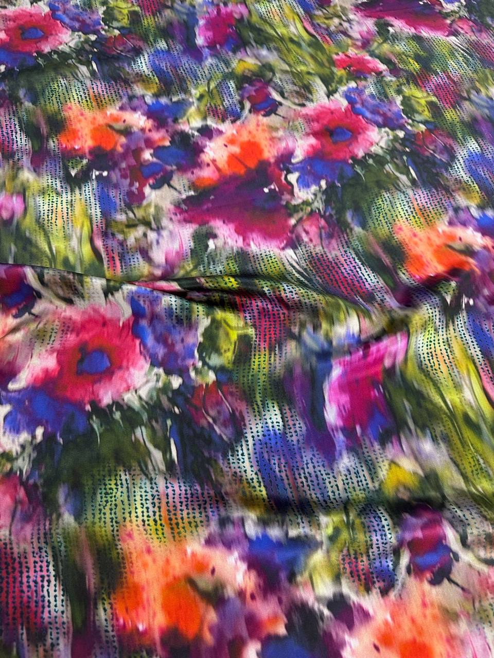 Watercolour Floral — Italian Silk Satin fabric, TG-288