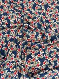 Navy Petite Floral — Italian Silk Satin fabric, TG-289