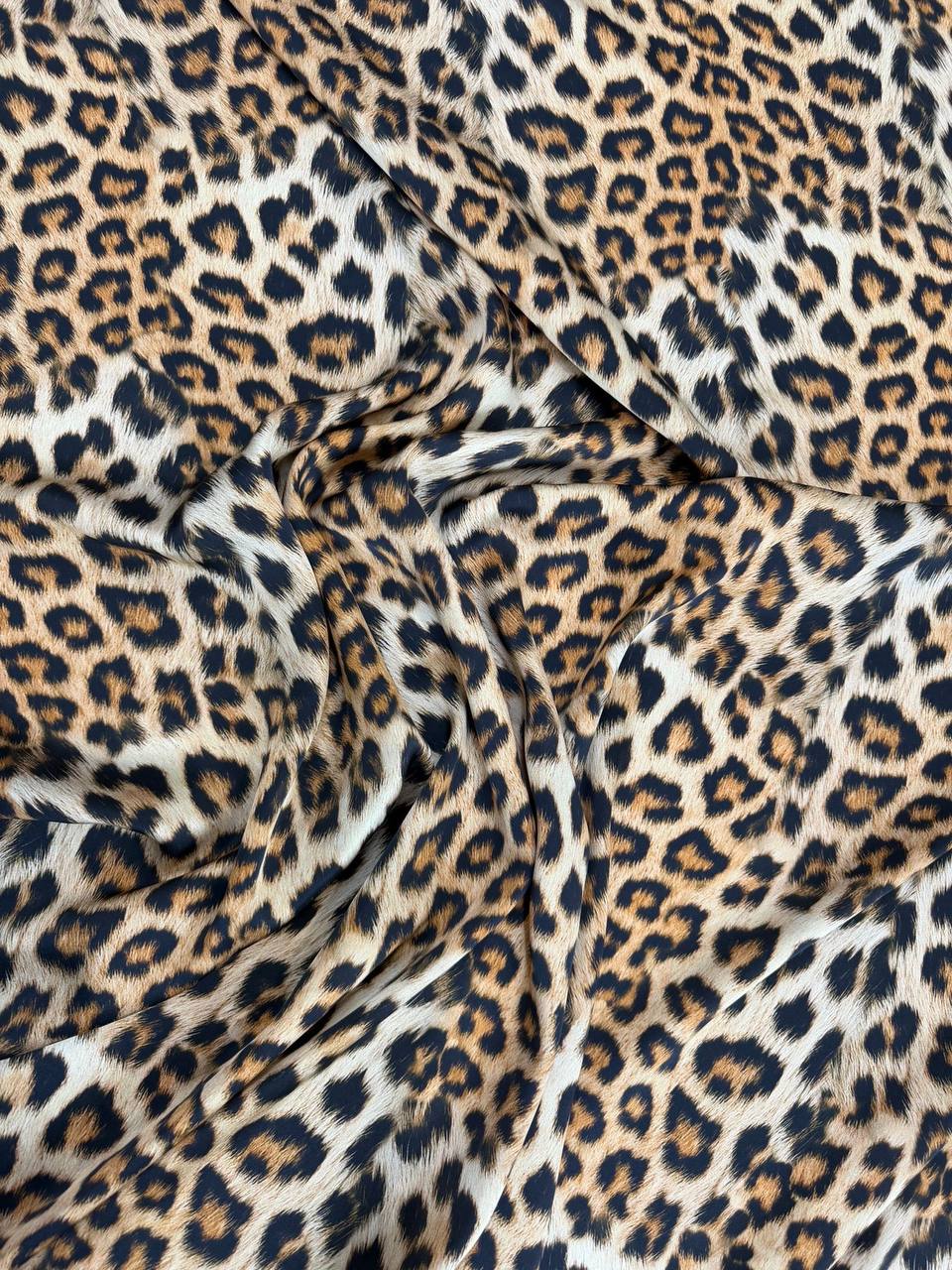 Caramel Leopard — Italian Silk Satin fabric, TG-291