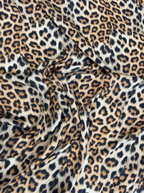 Caramel Leopard — Italian Silk Satin fabric, TG-291