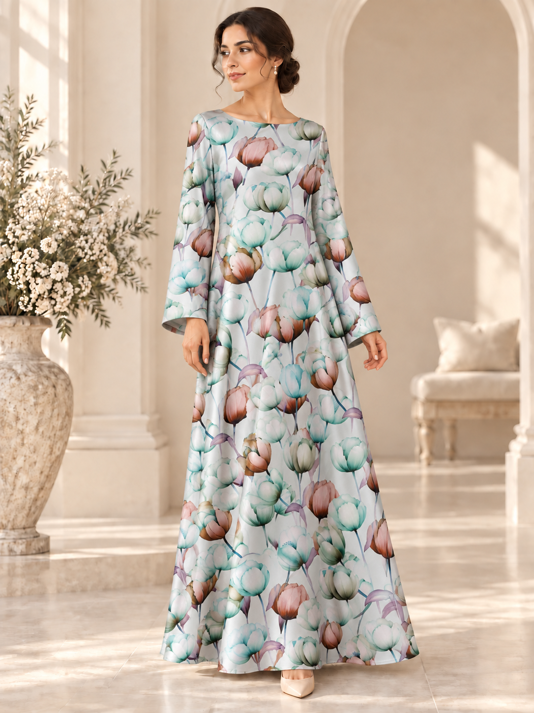TG-295 — AI model styling illustration based on the original fabric; fabric sold separately, garment not included.