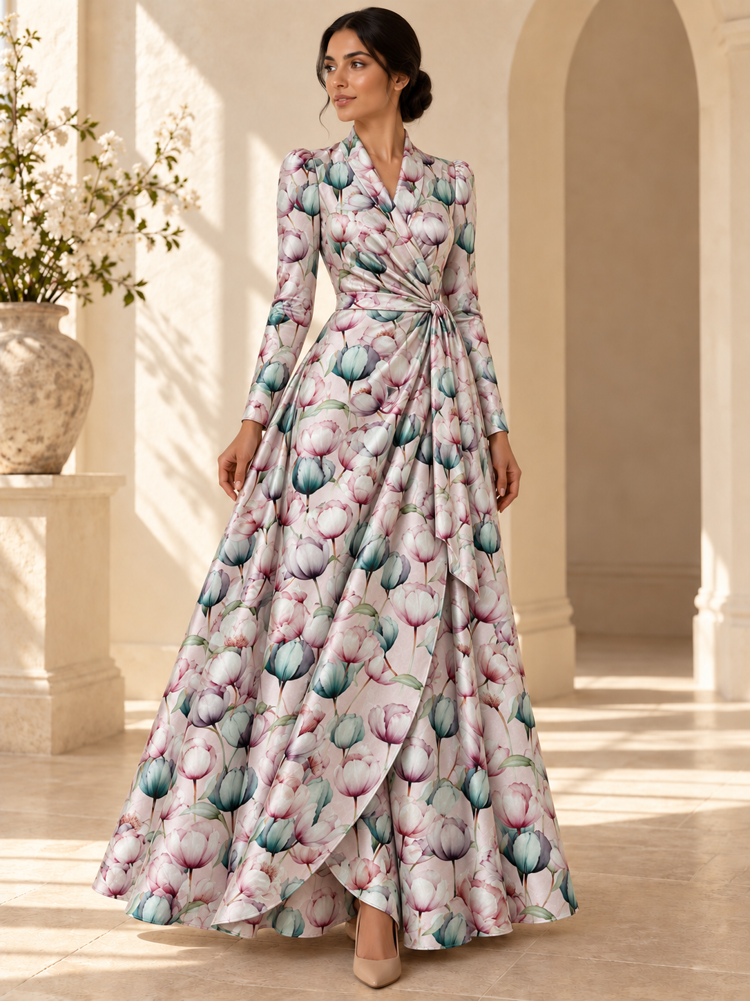 TG-296 — AI model styling illustration based on the original fabric; fabric sold separately, garment not included.