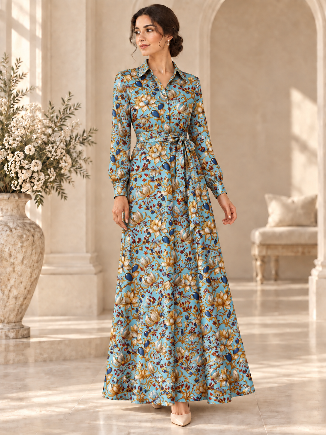 TG-297 — AI model styling illustration based on the original fabric; fabric sold separately, garment not included.