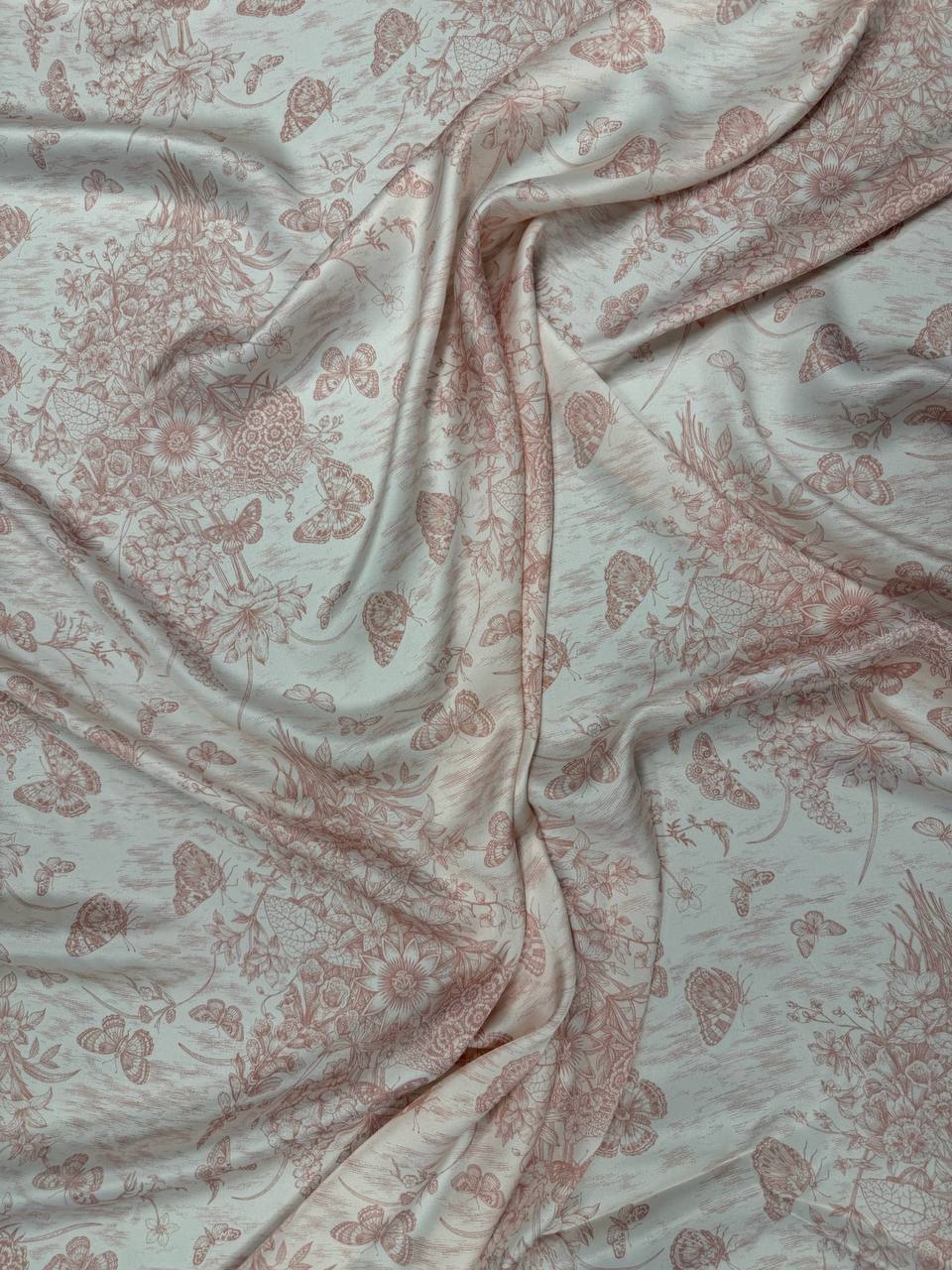Silver Blush Wash — Italian Silk Satin fabric, TG-302
