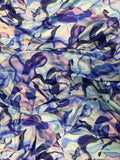 Pearl Cobalt Leaf — Italian Silk Satin fabric, TG-303