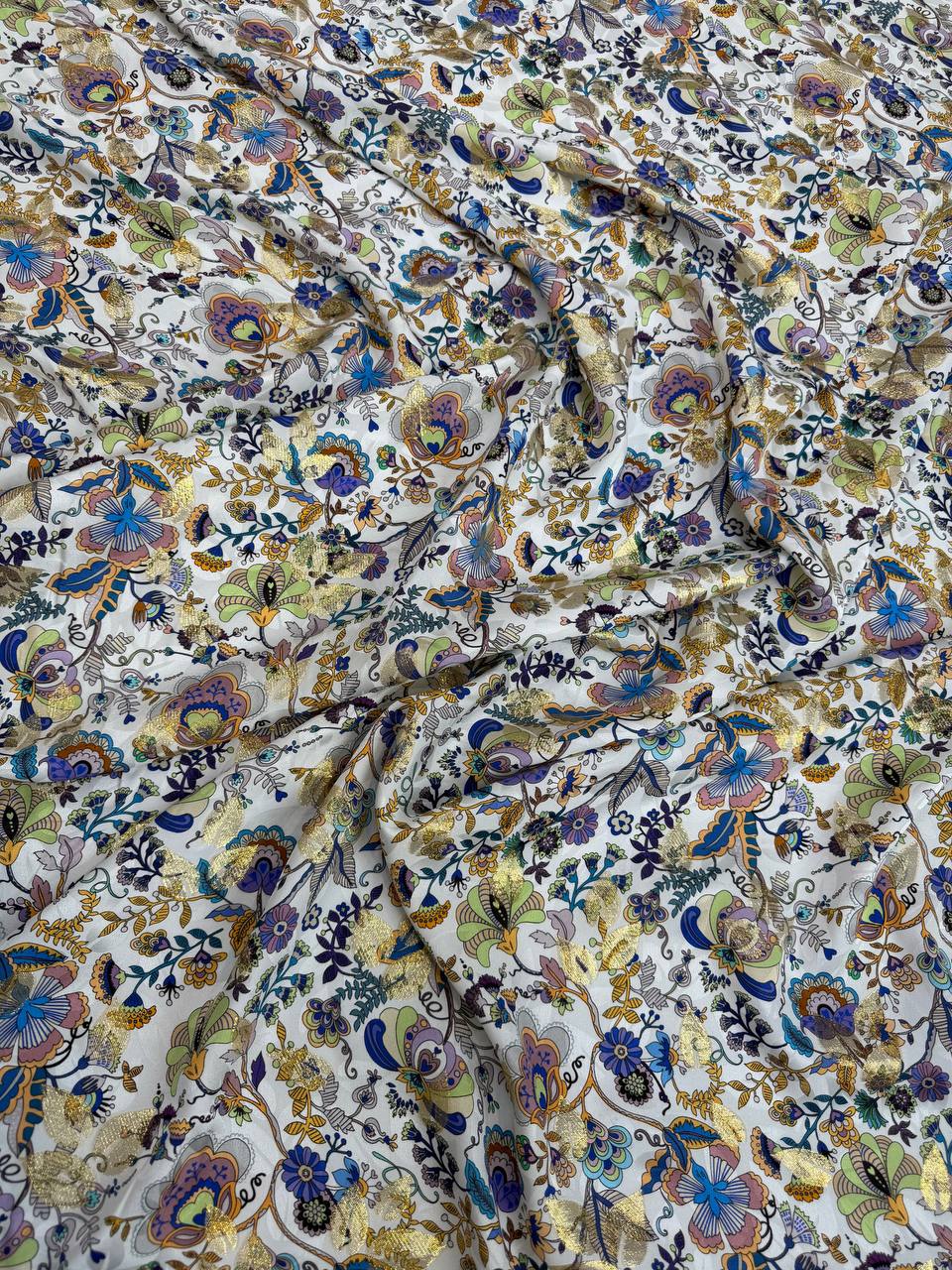Pearl Multicolour Floral — Italian Silk Jacquard Lurex fabric, TG-305