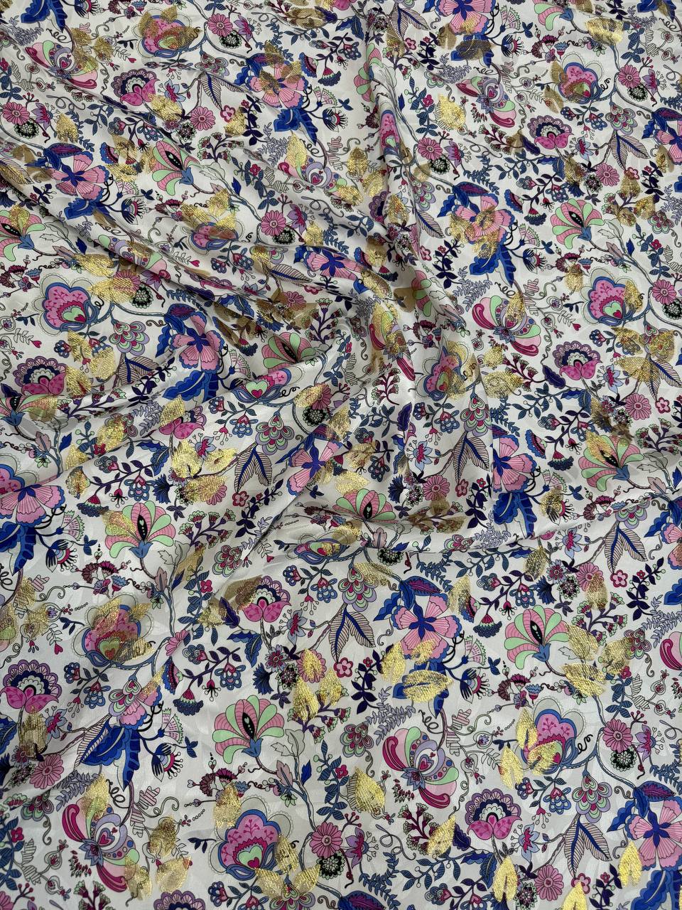 Pearl Violet Floral Scatter — Italian Silk Jacquard Lurex fabric, TG-308