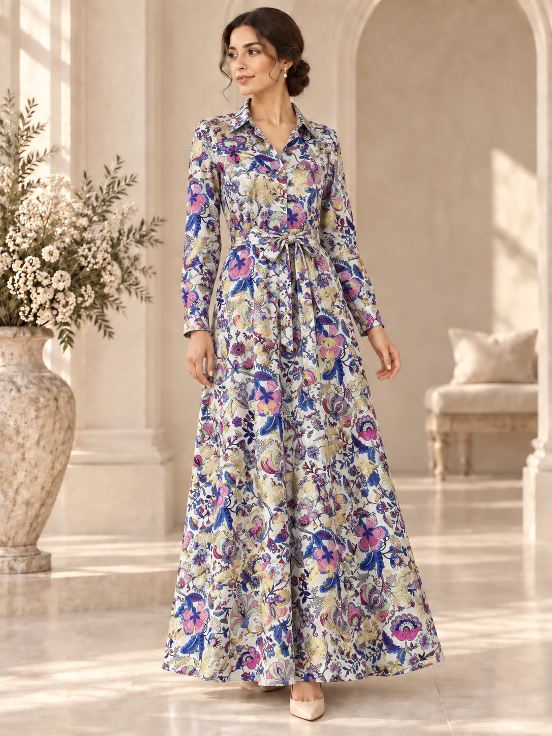 TG-308 — AI model styling illustration based on the original fabric; fabric sold separately, garment not included.