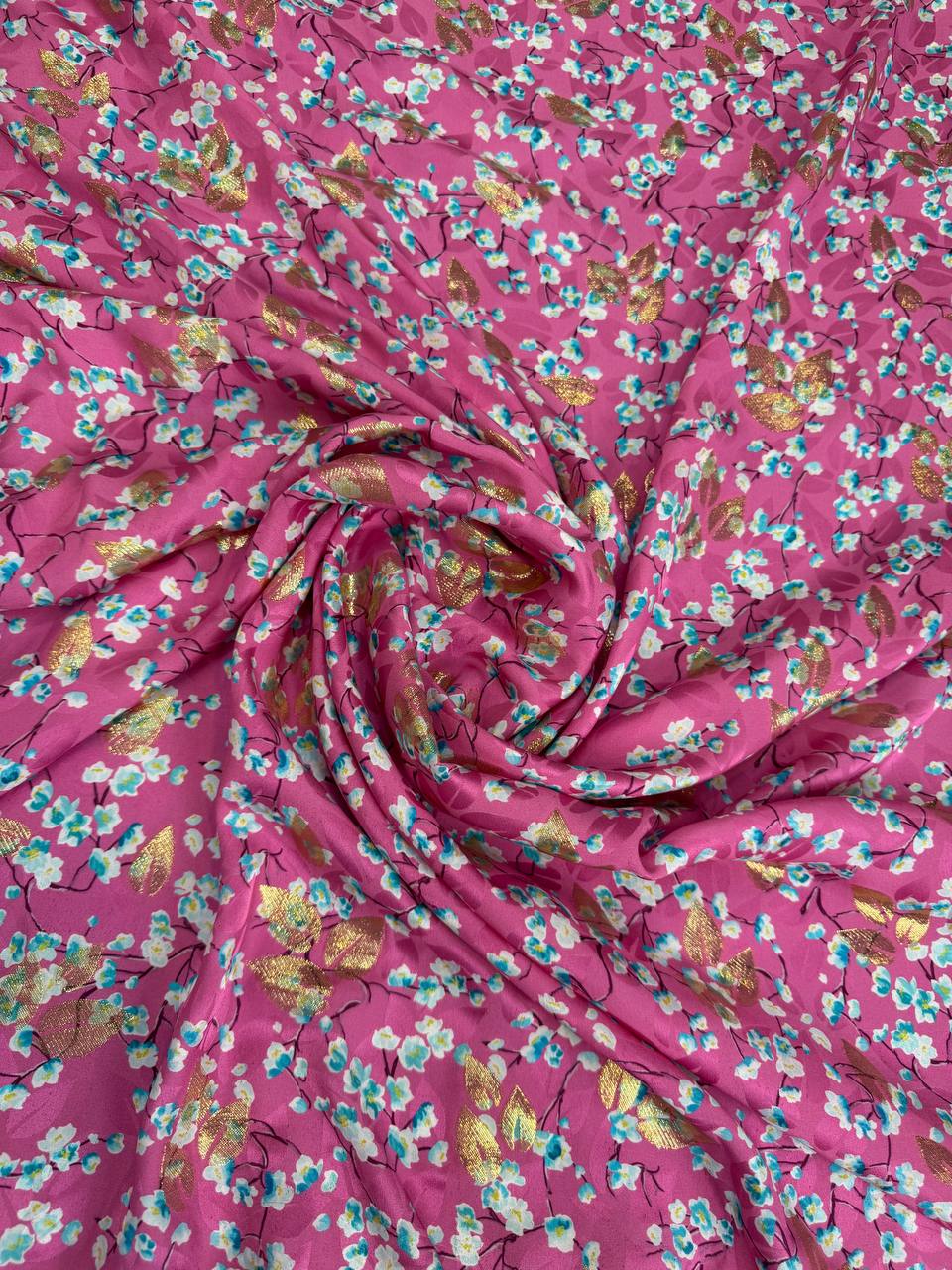 Magenta Silver Floral Scatter — Italian Silk Jacquard Lurex fabric, TG-309
