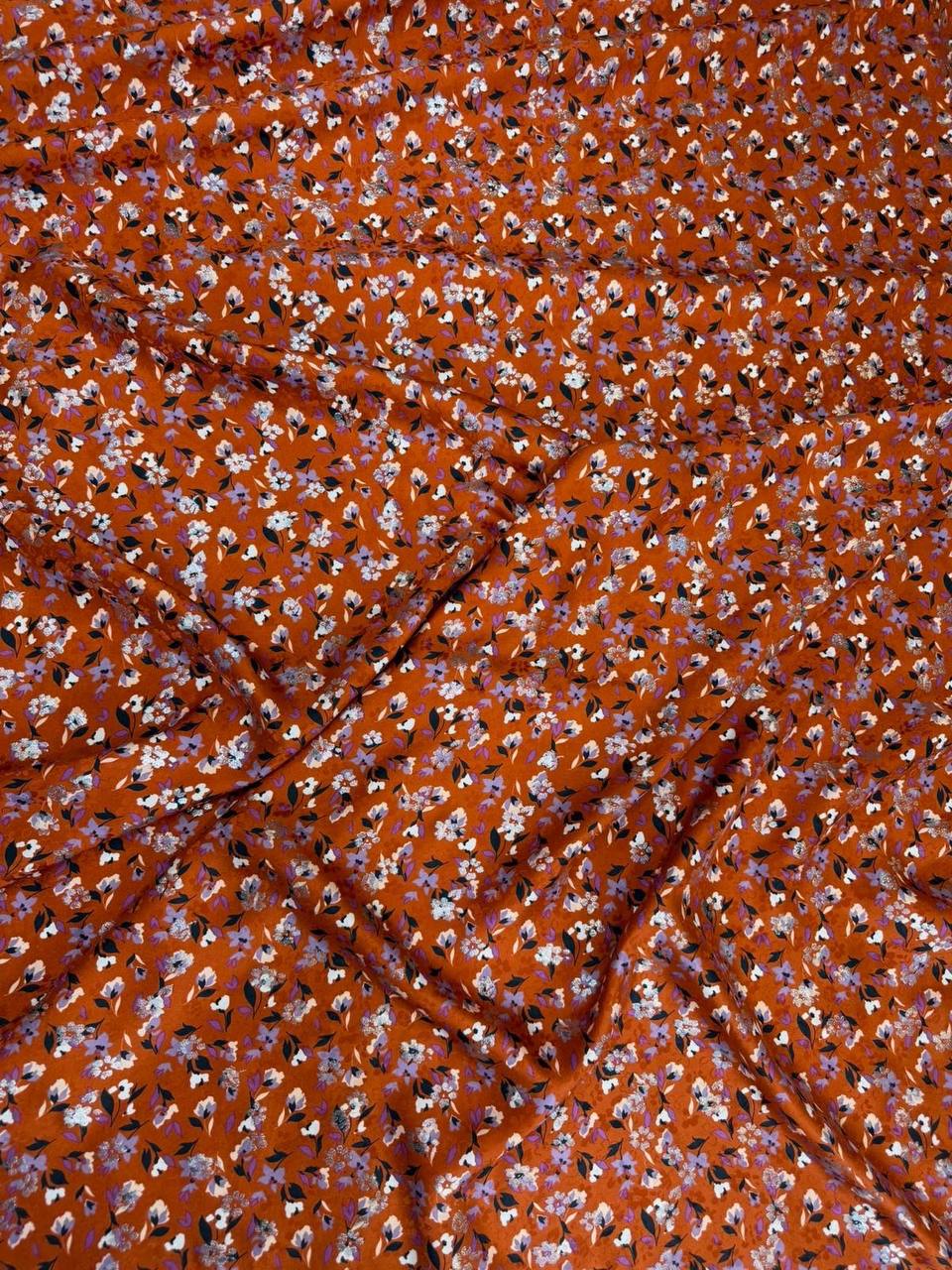 Copper Mini Floral — Italian Silk Jacquard Lurex fabric, TG-312