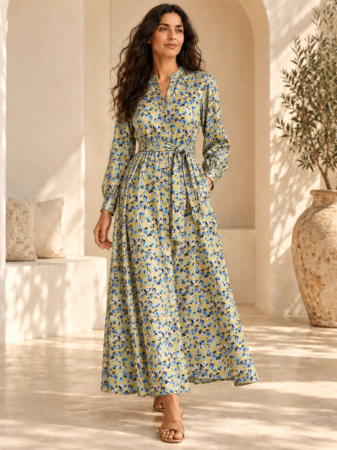 TG-317 — AI model styling illustration based on the original Silk Jacquard Lurex fabric; fabric sold separately, garment not included.