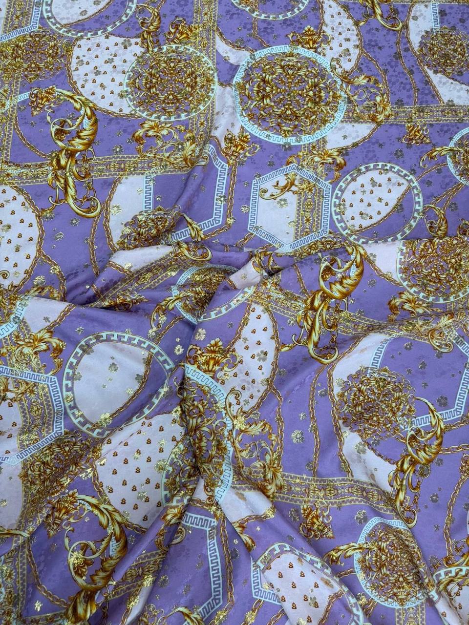 Lilac Gold Equestrian — Italian Silk Jacquard Lurex fabric, TG-320