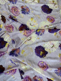 Pearl Violet Rose Garden — Italian Silk Jacquard Lurex fabric, TG-323