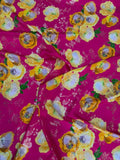 Fuchsia Yellow Rose Garden — Italian Silk Jacquard Lurex fabric, TG-324