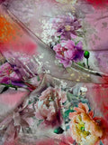 Pastel Magenta Rose Bouquet — Italian Silk Jacquard Lurex fabric, TG-327