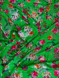 Emerald Pink Floral Garden — Italian Silk Jacquard Lurex fabric, TG-330