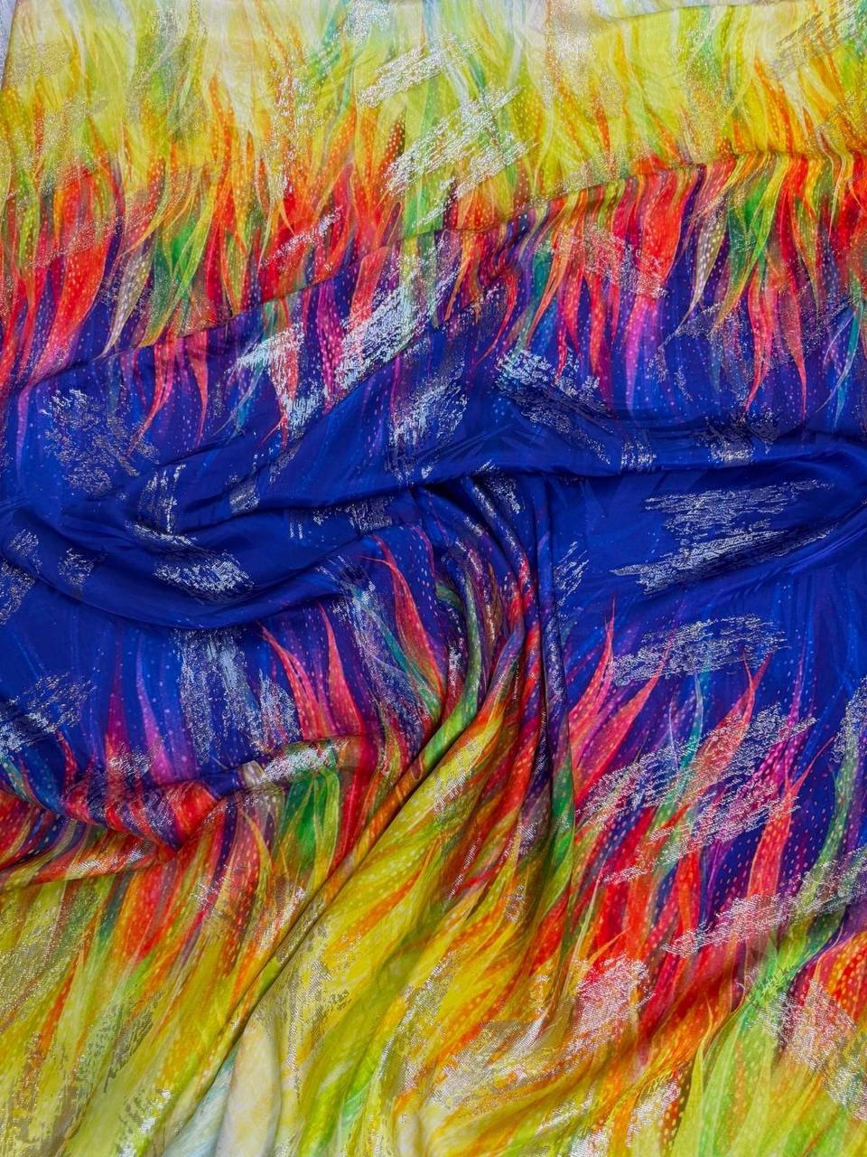 Rainbow Abstract Wave — Italian Silk Jacquard Lurex fabric, TG-334
