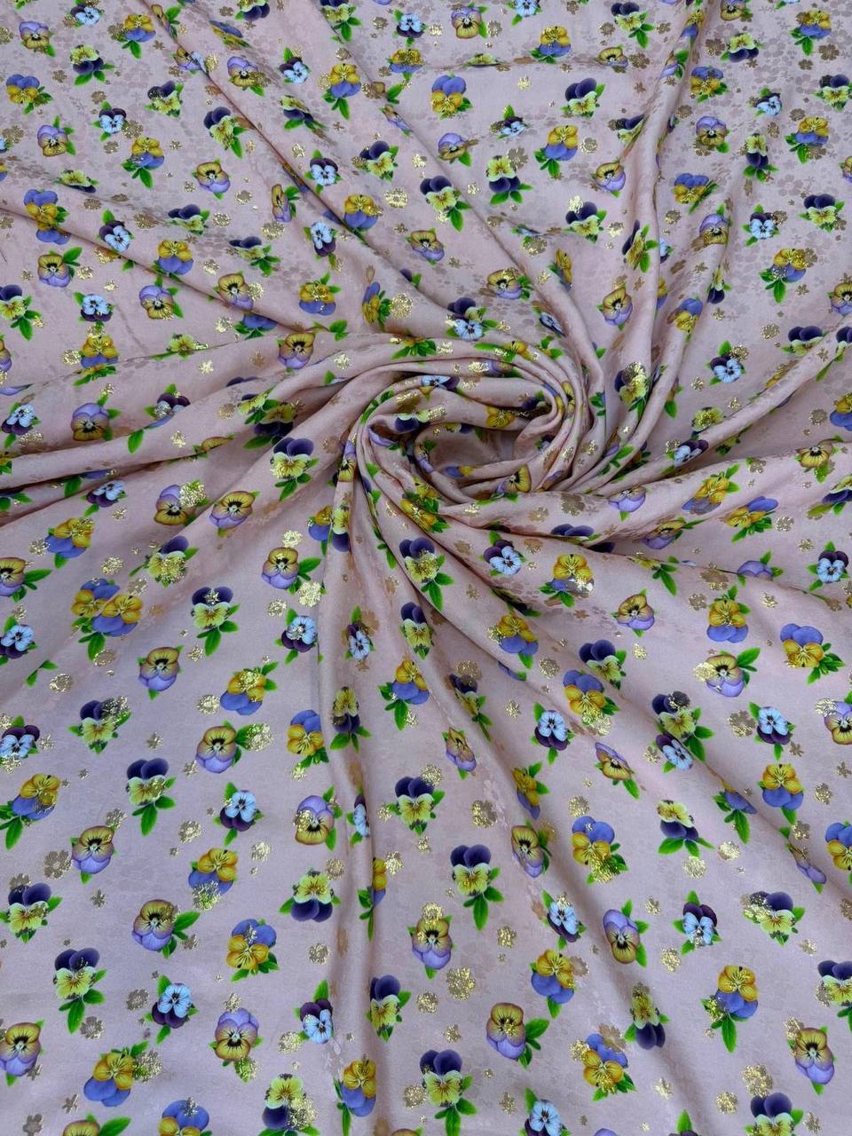 Pearl Lilac Floral Sprig — Italian Silk Jacquard Lurex fabric, TG-341