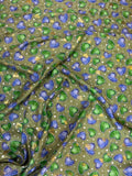 Olive Violet Mini Floral — Italian Silk Jacquard Lurex fabric, TG-343