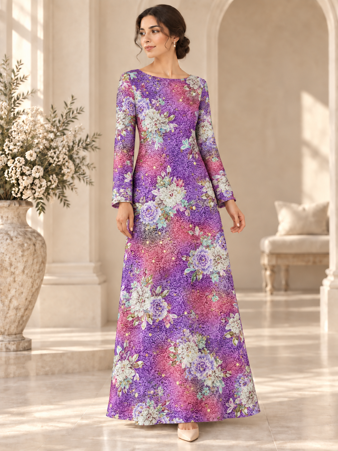 TG-346 — AI model styling illustration based on the original fabric; fabric sold separately, garment not included.