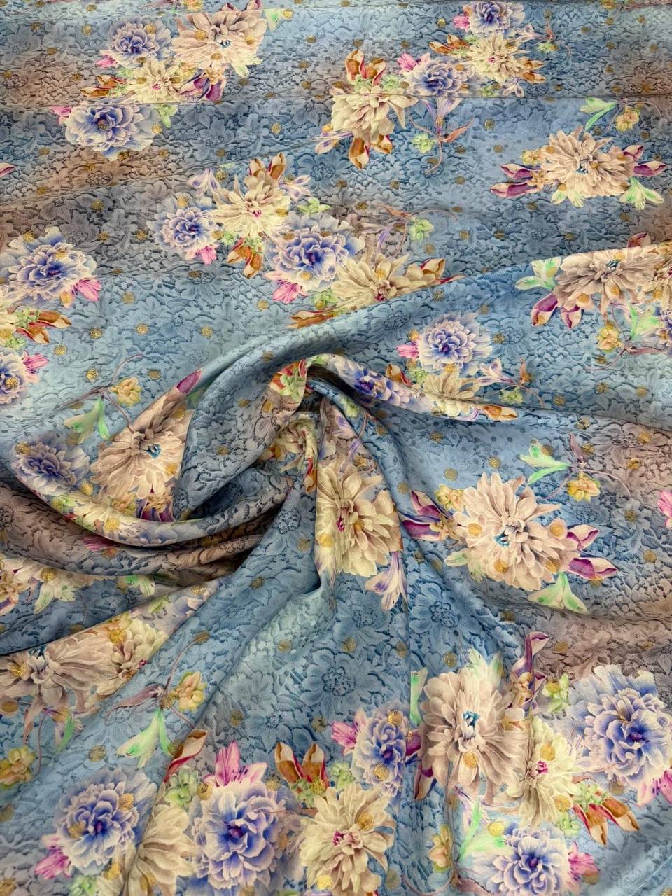 Slate Gold Rose Garden — Italian Silk Jacquard Lurex fabric, TG-347