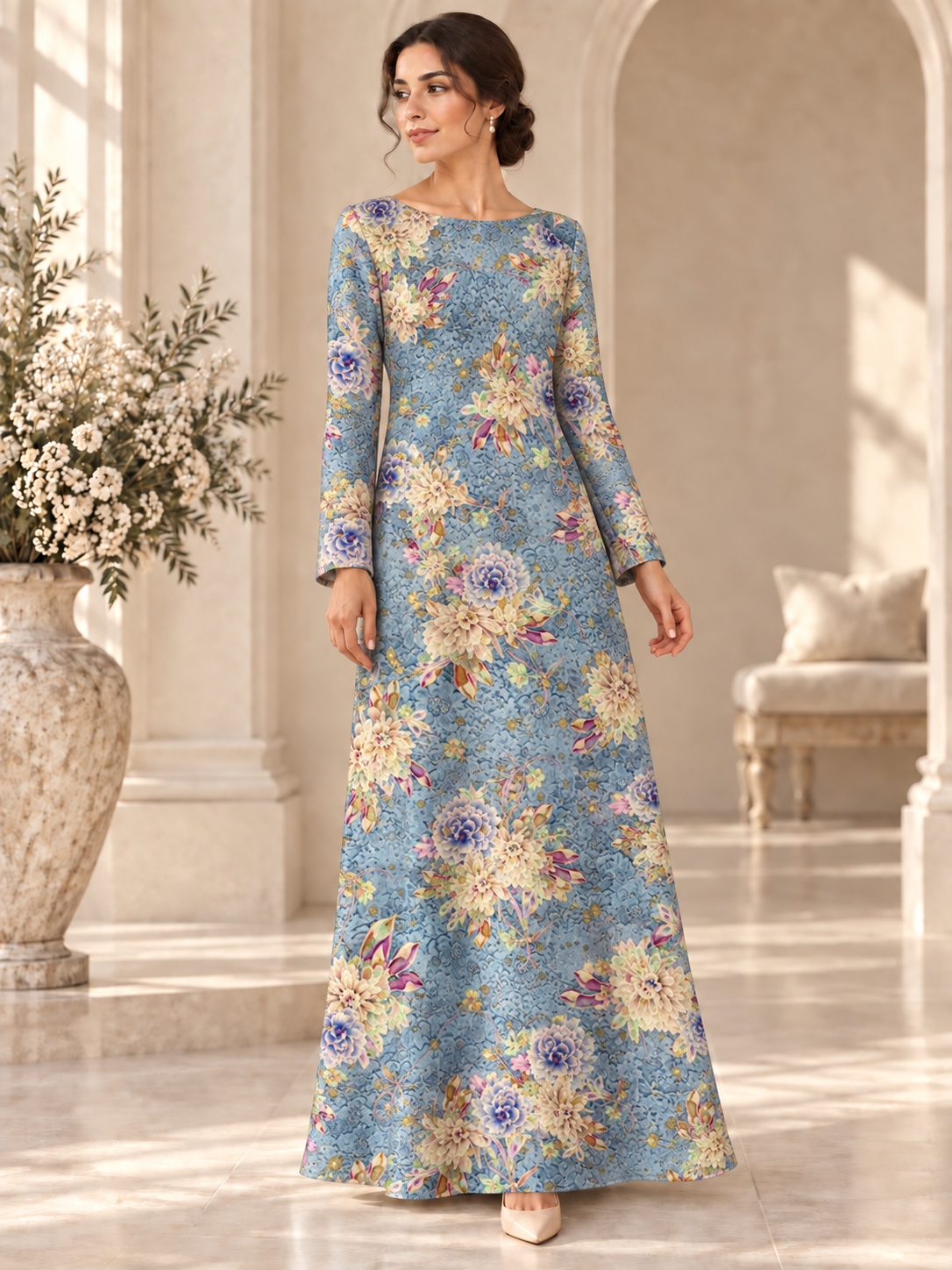 TG-347 — AI model styling illustration based on the original fabric; fabric sold separately, garment not included.