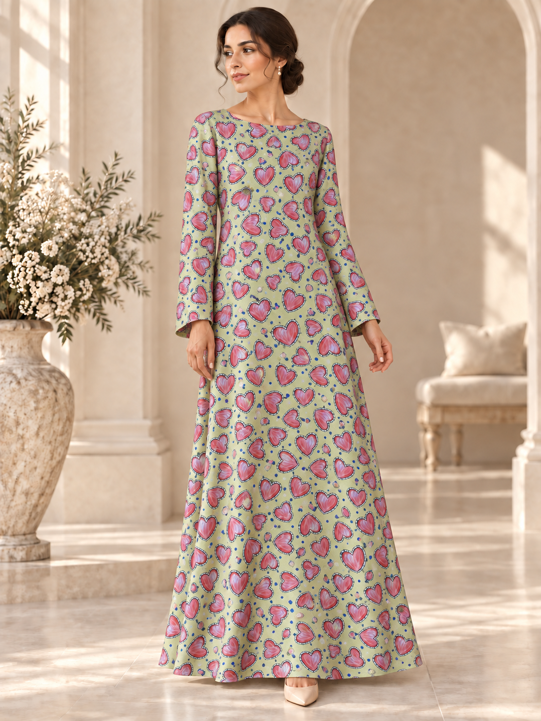 TG-348 — AI model styling illustration based on the original fabric; fabric sold separately, garment not included.