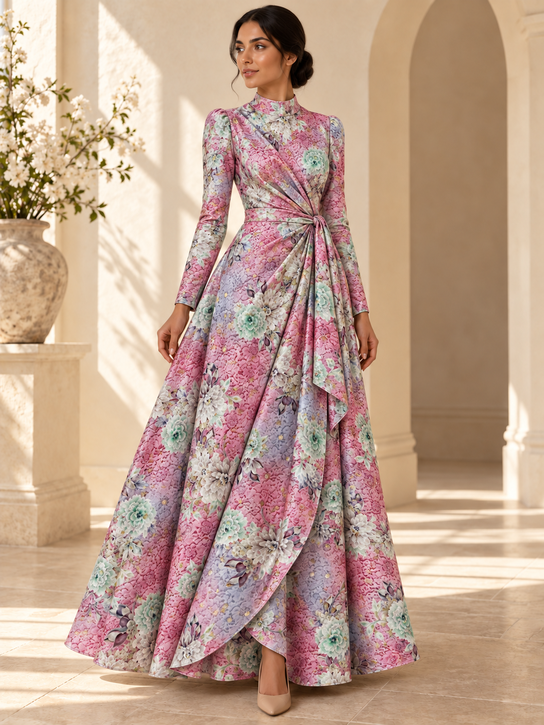 TG-349 — AI model styling illustration based on the original fabric; fabric sold separately, garment not included.