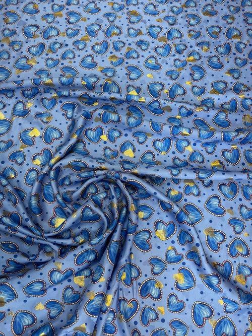 Blue Tonal Decorative Motif — Italian Silk Jacquard Lurex fabric, TG-350