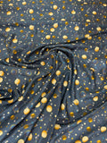 Charcoal Yellow Mini Floral — Italian Silk Jacquard Lurex fabric, TG-354
