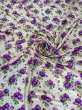 Pearl Violet Rose Scatter — Italian Silk Jacquard Lurex fabric, TG-355