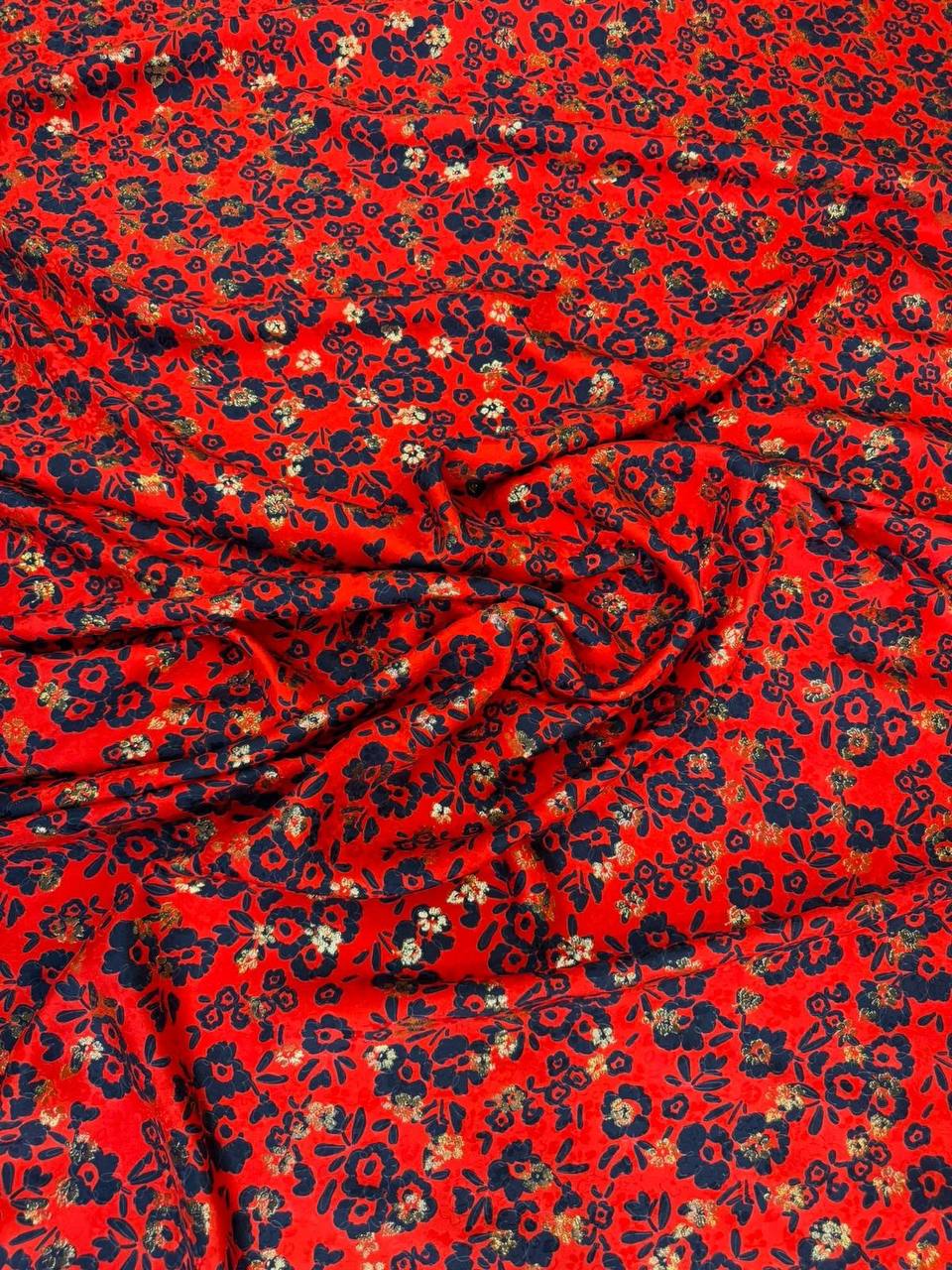 Scarlet Black Mini Floral — Italian Silk Jacquard Lurex fabric, TG-356