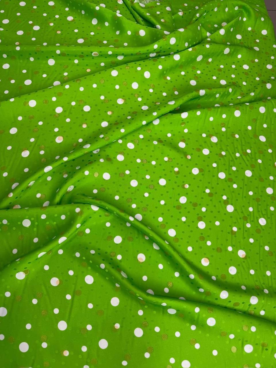 Lime Ivory Dot — Italian Silk Jacquard Lurex fabric, TG-357