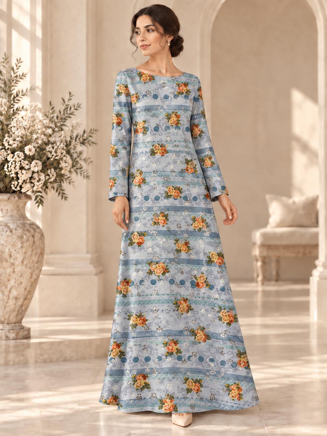 TG-358 — AI model styling illustration based on the original fabric; fabric sold separately, garment not included.