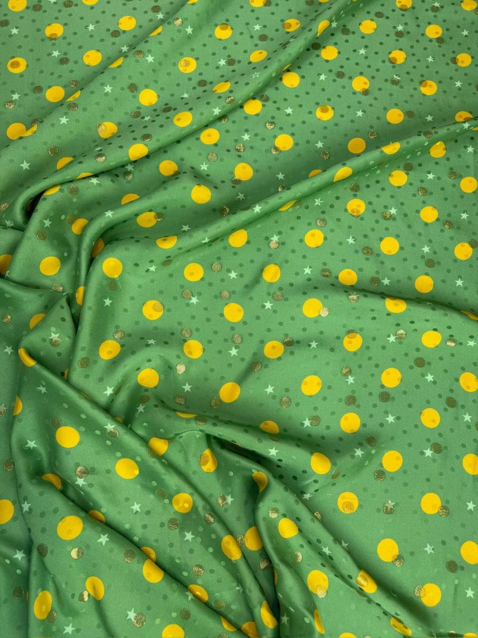 Green Yellow Mini Floral — Italian Silk Jacquard Lurex fabric, TG-362