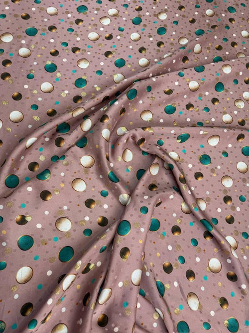 Blush Teal Dot — Italian Silk Jacquard Lurex fabric, TG-363