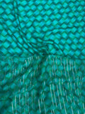 Emerald Mosaic coordinating jacquard and chiffon fabrics, sold separately; original fabric photograph.
