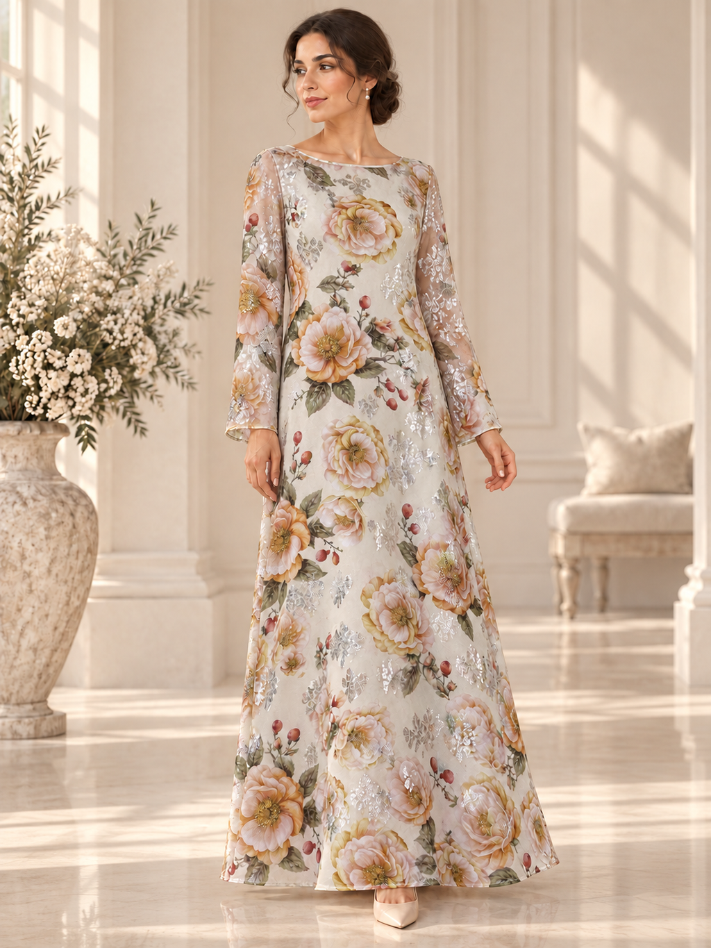 TG-375-C — AI model styling illustration based on the original fabric; fabric sold separately, garment not included.