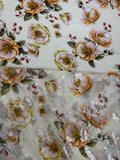 Ivory Amber Rose coordinating jacquard and chiffon fabrics, sold separately; original fabric photograph.