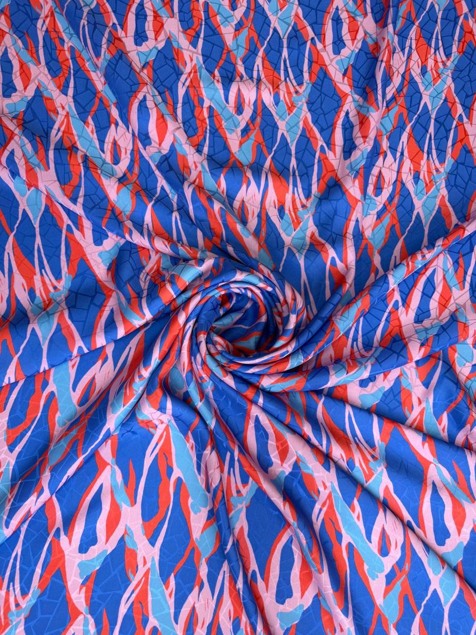 Original cobalt ribbon Italian silk jacquard fabric — TG-055