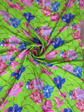 Original lime orchid garden Italian silk jacquard fabric — TG-056