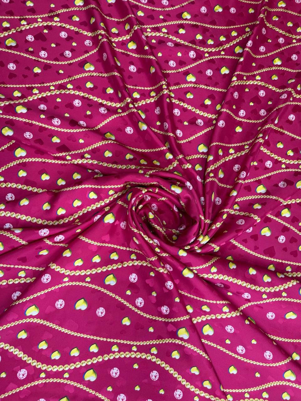 Original magenta heart garland Italian silk jacquard fabric — TG-057