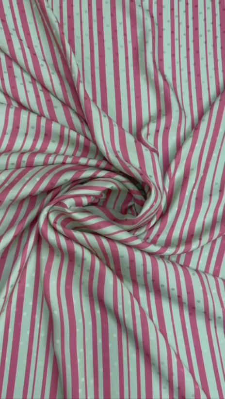 Teal Rose Stripe — Italian Silk Jacquard | TG-042
